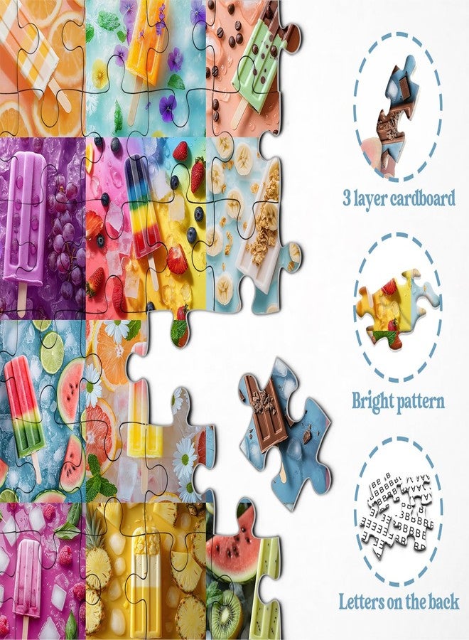 PPuzzling Rainbow Popsicle Puzzles for Adults 1000 Pieces, Summer Fruit Ice Cream Collage Jigsaw Puzzle, Colorful Dessert Food Theme Impossible Challenging Puzzles for Adults - Image 4